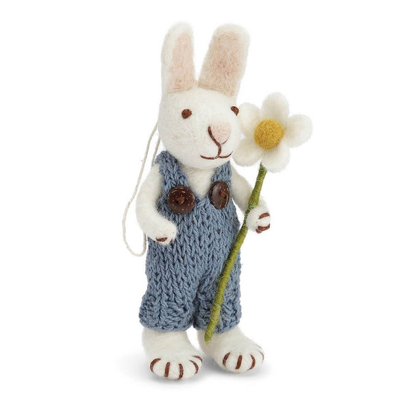 Felt White Bunny in Blue Pants and Marguerite-Nook & Cranny Gift Store-2019 National Gift Store Of The Year-Ireland-Gift Shop