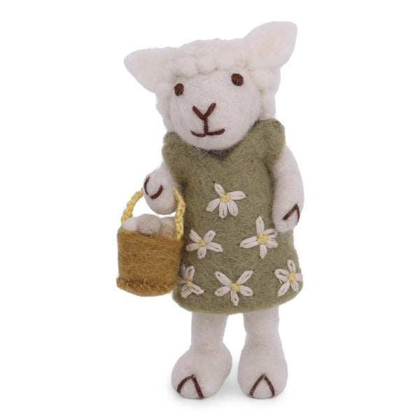 Felt Sheep with Green Dress and an Egg Basket-Nook & Cranny Gift Store-2019 National Gift Store Of The Year-Ireland-Gift Shop