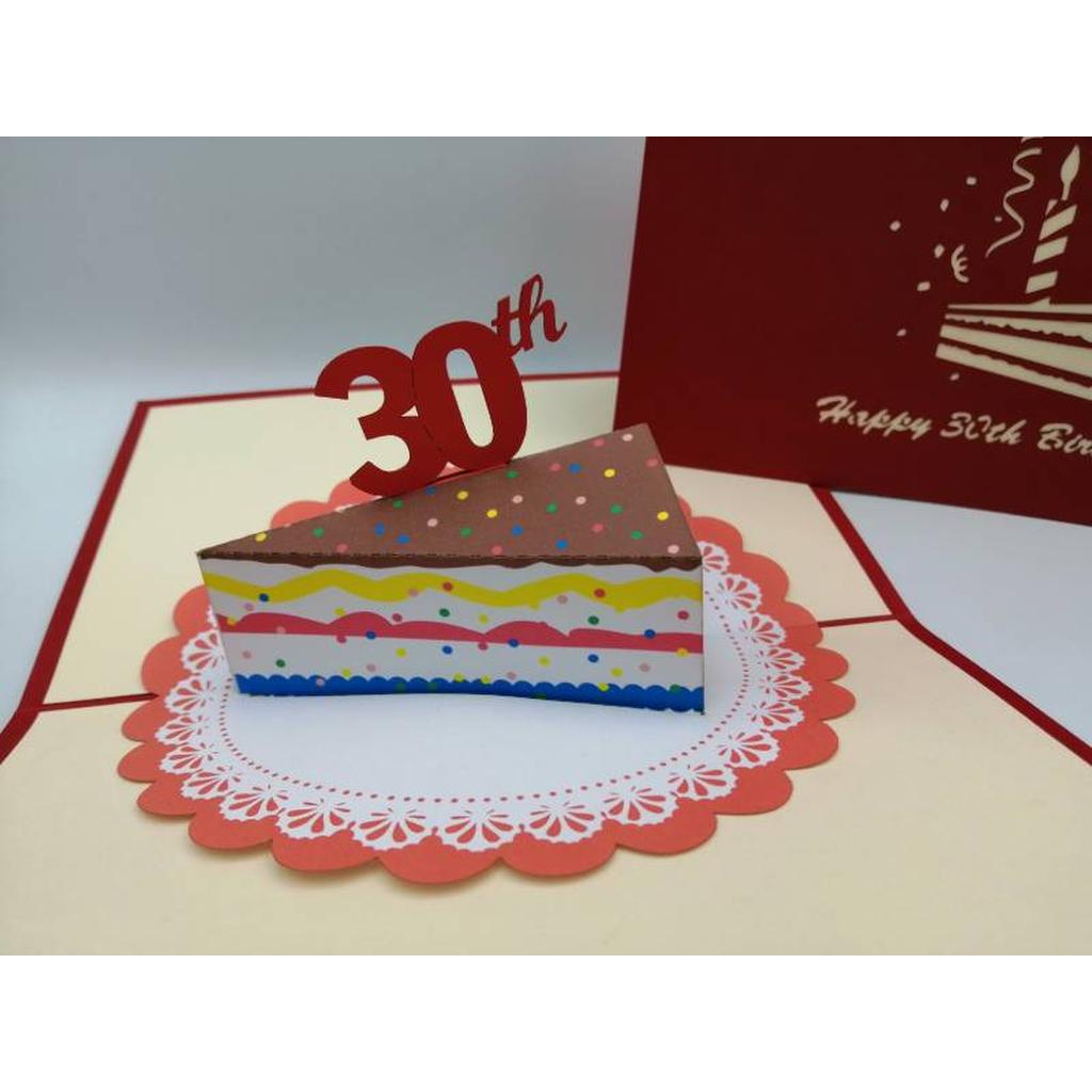 3d Pop up Card - 30th (Slice of Cake)-Nook & Cranny Gift Store-2019 National Gift Store Of The Year-Ireland-Gift Shop