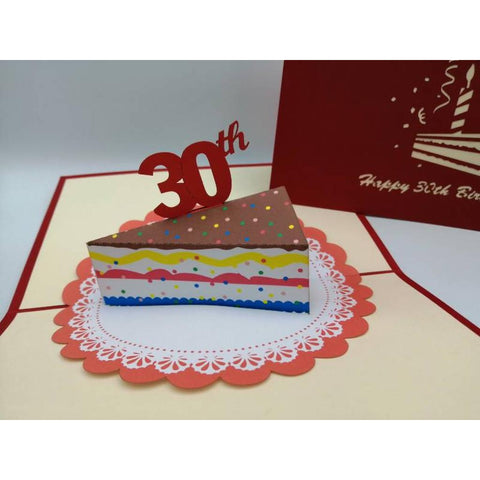 3d Pop up Card - 30th (Slice of Cake)-Nook & Cranny Gift Store-2019 National Gift Store Of The Year-Ireland-Gift Shop