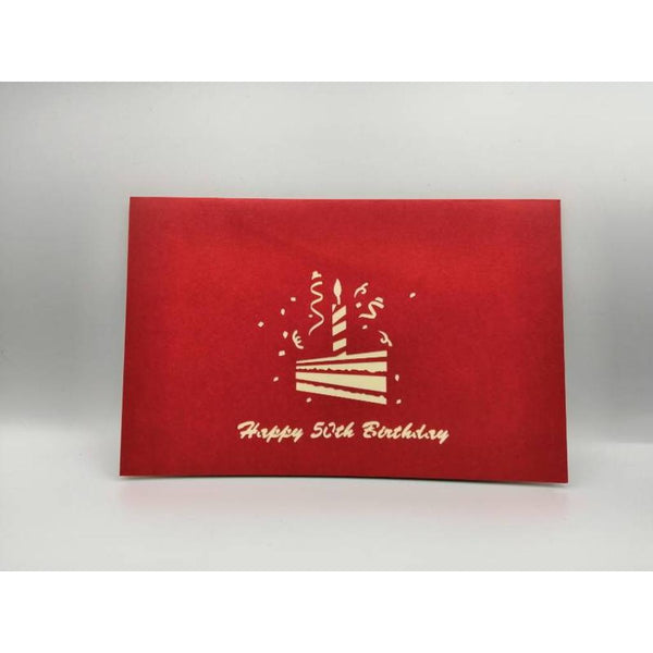 3d Pop up Card - 50th (Slice of cake)-Nook & Cranny Gift Store-2019 National Gift Store Of The Year-Ireland-Gift Shop