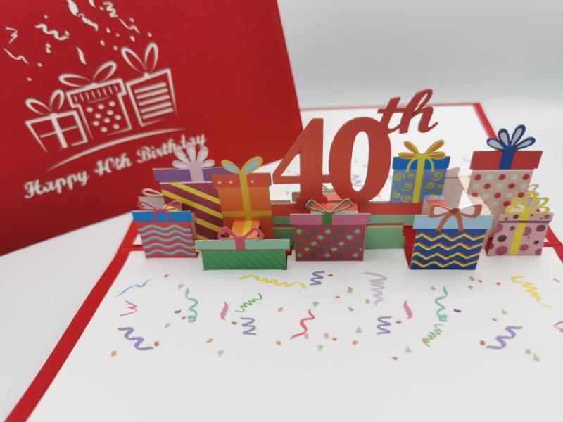 3d Pop up Card - 40th (Presents)-Nook & Cranny Gift Store-2019 National Gift Store Of The Year-Ireland-Gift Shop
