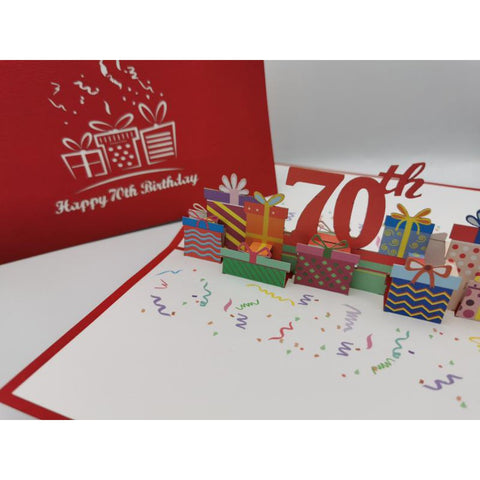 3d Pop up Card - 70th (Presents)-Nook & Cranny Gift Store-2019 National Gift Store Of The Year-Ireland-Gift Shop