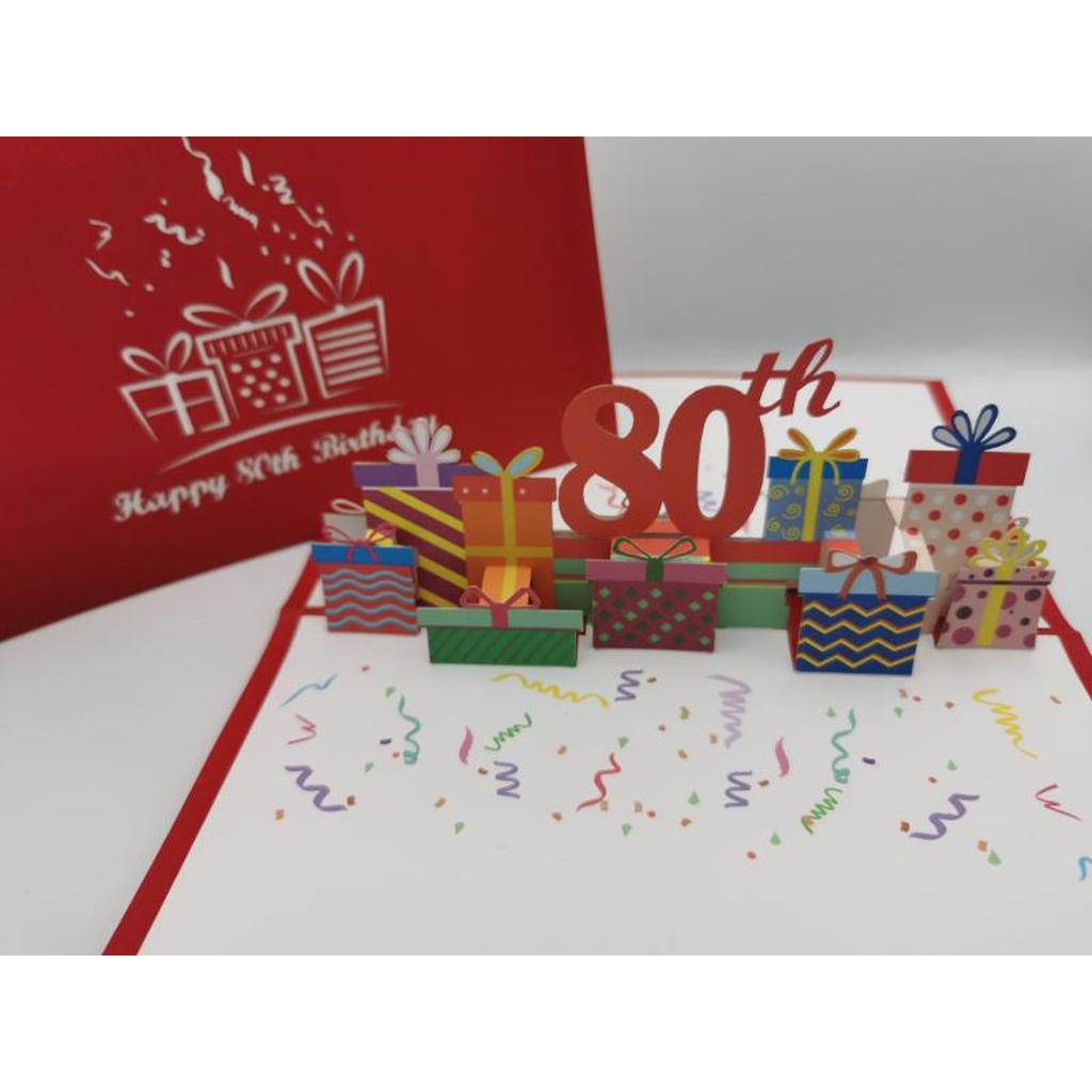 3d Pop up Card - 80th (Presents)-Nook & Cranny Gift Store-2019 National Gift Store Of The Year-Ireland-Gift Shop