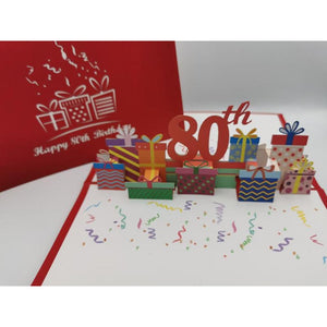 3d Pop up Card - 80th (Presents)-Nook & Cranny Gift Store-2019 National Gift Store Of The Year-Ireland-Gift Shop