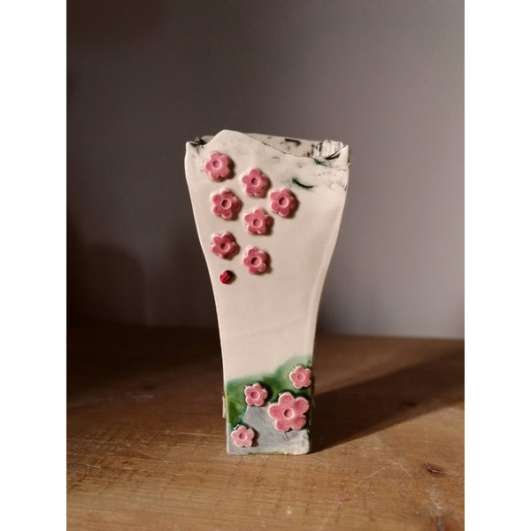 Handmade Ceramic Vase - The Pink Flowers-Nook & Cranny Gift Store-2019 National Gift Store Of The Year-Ireland-Gift Shop