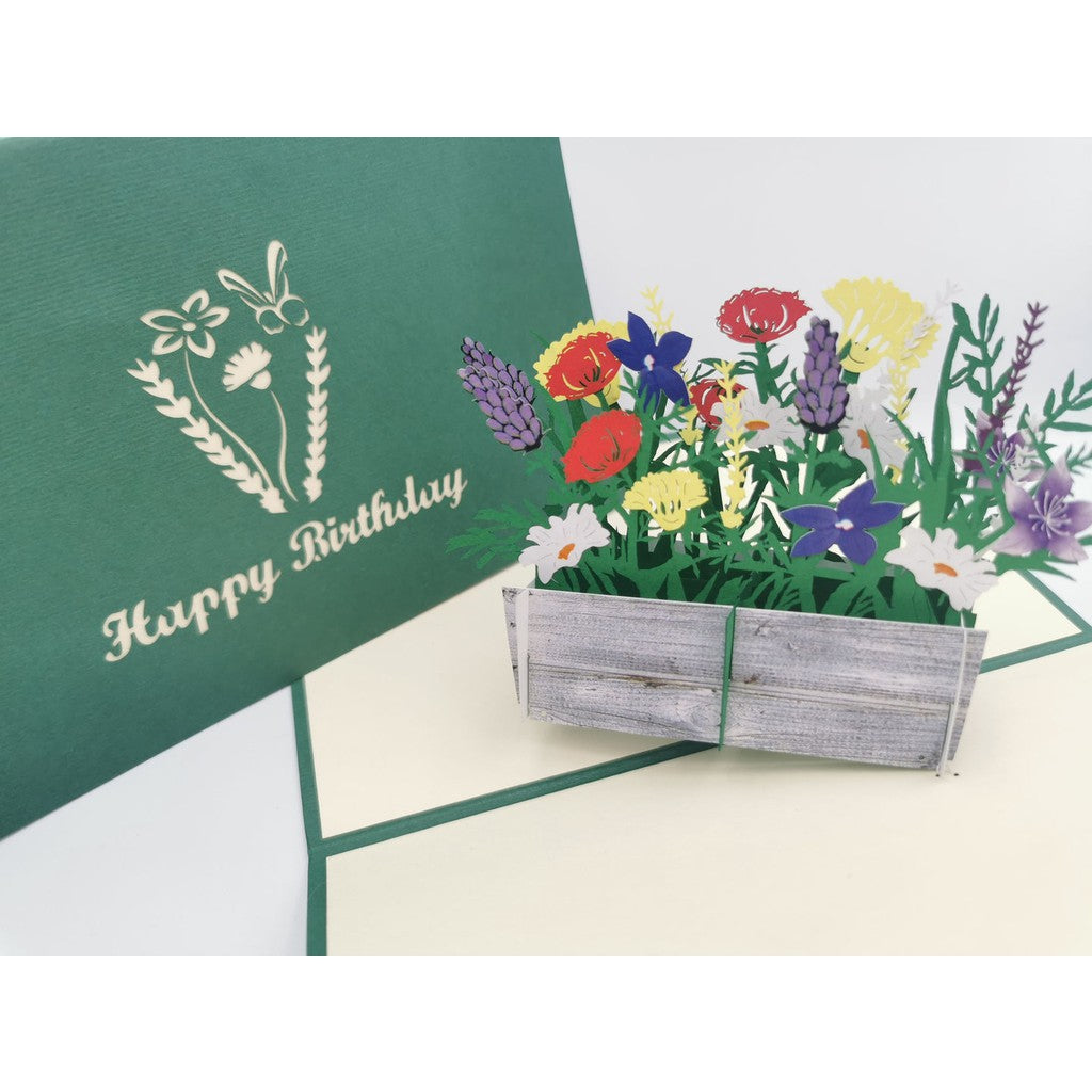3d Pop up Card - Flower Crate (Happy Birthday)-Nook & Cranny Gift Store-2019 National Gift Store Of The Year-Ireland-Gift Shop