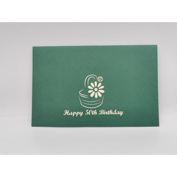 3d Pop up Card - 50th (Daisy basket)-Nook & Cranny Gift Store-2019 National Gift Store Of The Year-Ireland-Gift Shop