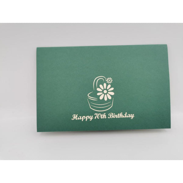 3d Pop up Card - 70th (Daisy basket)-Nook & Cranny Gift Store-2019 National Gift Store Of The Year-Ireland-Gift Shop