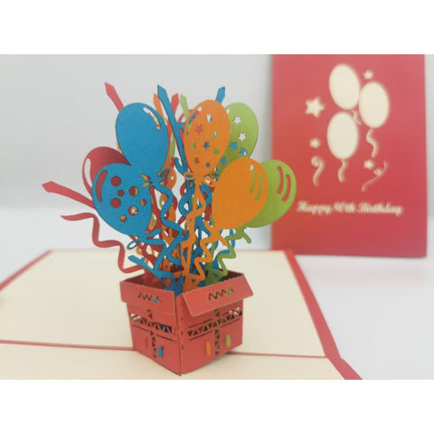 3d Pop up Card - 80th (Balloons)-Nook & Cranny Gift Store-2019 National Gift Store Of The Year-Ireland-Gift Shop