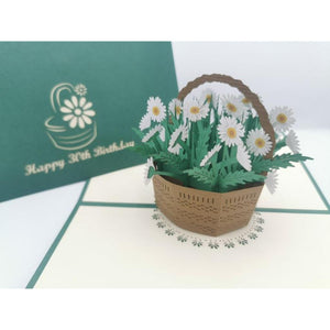 3d Pop up Card - 30th (Daisy Basket)-Nook & Cranny Gift Store-2019 National Gift Store Of The Year-Ireland-Gift Shop
