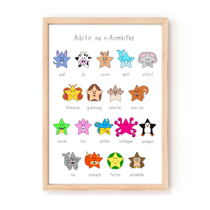 Animal Alphabet - in Irish / as Gaeilge (A3 Print)-Nook & Cranny Gift Store-2019 National Gift Store Of The Year-Ireland-Gift Shop