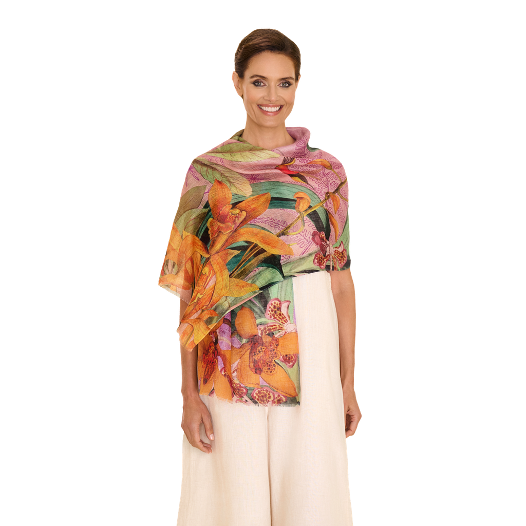 Botany Bliss Linen/Cotton Print Scarf - Lavender-Nook & Cranny Gift Store-2019 National Gift Store Of The Year-Ireland-Gift Shop