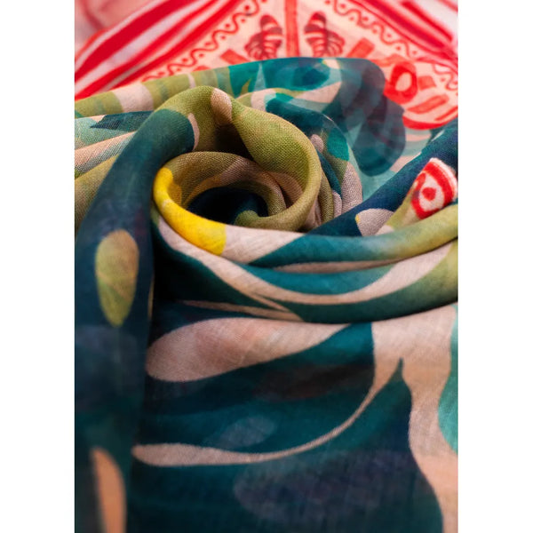 Cotton/Linen Mix Scarf - Exotic Leaves by Powder-Nook & Cranny Gift Store-2019 National Gift Store Of The Year-Ireland-Gift Shop