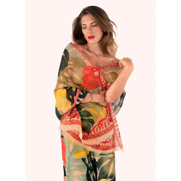 Cotton/Linen Mix Scarf - Exotic Leaves by Powder-Nook & Cranny Gift Store-2019 National Gift Store Of The Year-Ireland-Gift Shop