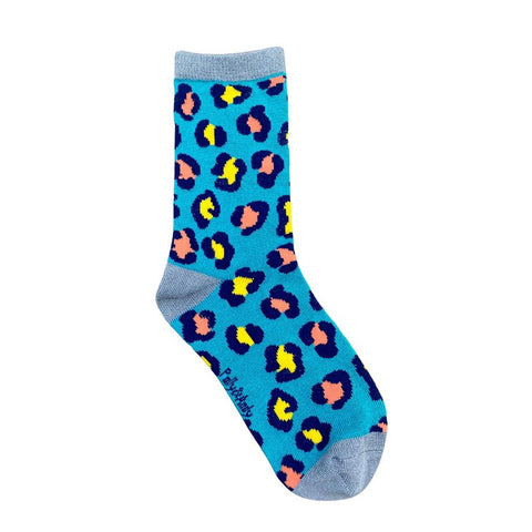 Funky Bamboo Socks - Teal Leopard-Nook & Cranny Gift Store-2019 National Gift Store Of The Year-Ireland-Gift Shop