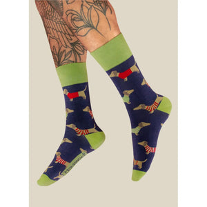 Men's Sock - Sausage Dogs (Navy)-Nook & Cranny Gift Store-2019 National Gift Store Of The Year-Ireland-Gift Shop