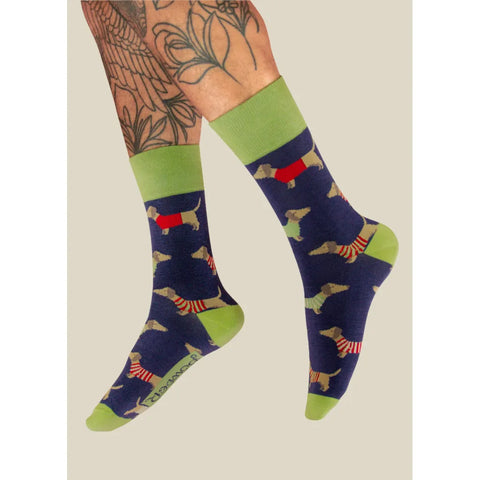 Men's Sock - Sausage Dogs (Navy)-Nook & Cranny Gift Store-2019 National Gift Store Of The Year-Ireland-Gift Shop