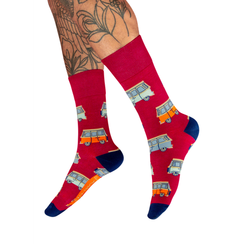 Men's Sock - Vintage Van (Fuchsia)
