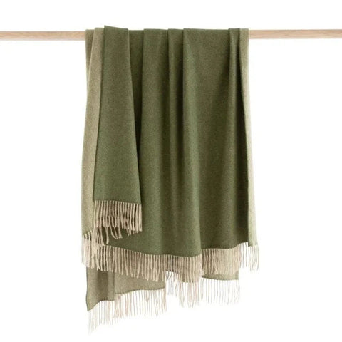 Luxurious Superfine Angora Wool Throw - Green & Beige-Nook & Cranny Gift Store-2019 National Gift Store Of The Year-Ireland-Gift Shop