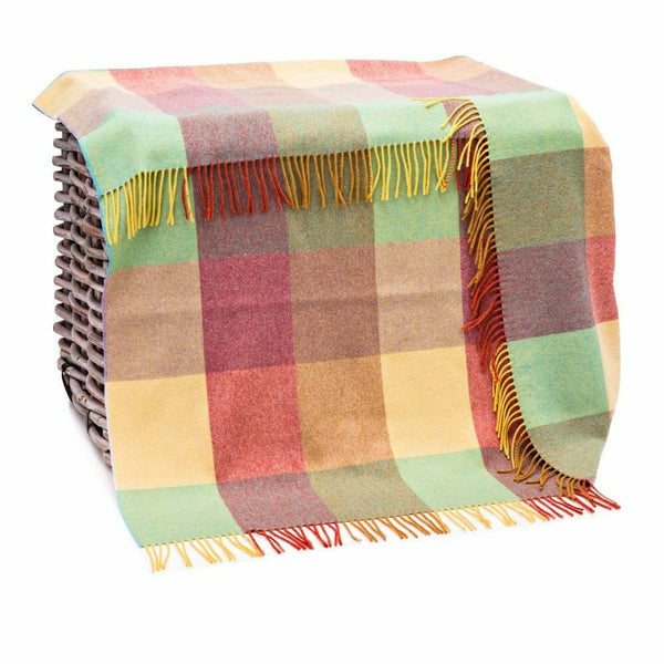 (Hug in a Rug) Lambswool Knee Rug - Yellow, Green & Beige Block Check-Nook & Cranny Gift Store-2019 National Gift Store Of The Year-Ireland-Gift Shop