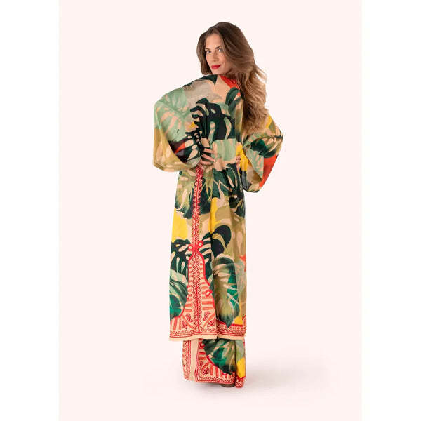 Exotic Leaves Long Kimomo Gown - by Powder-Nook & Cranny Gift Store-2019 National Gift Store Of The Year-Ireland-Gift Shop