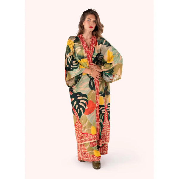 Exotic Leaves Long Kimomo Gown - by Powder-Nook & Cranny Gift Store-2019 National Gift Store Of The Year-Ireland-Gift Shop