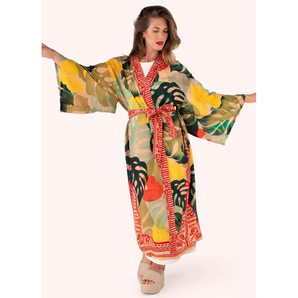 Exotic Leaves Long Kimomo Gown - by Powder-Nook & Cranny Gift Store-2019 National Gift Store Of The Year-Ireland-Gift Shop