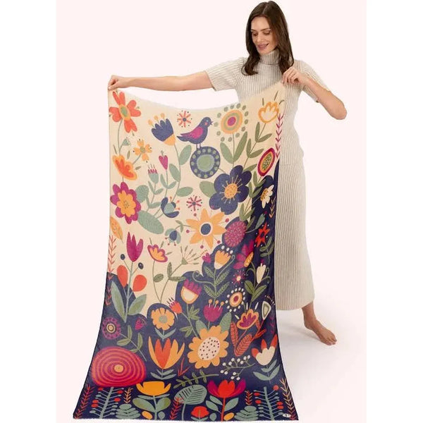 Scandi Two-Tone Floral Print Scarf by Powder-Nook & Cranny Gift Store-2019 National Gift Store Of The Year-Ireland-Gift Shop