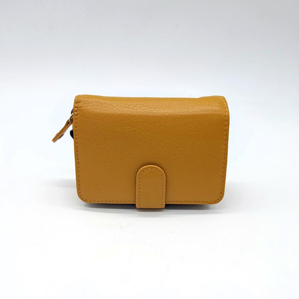 Irish Soft Leather - Pop up Card with Double Coin Pocket (Mustard)