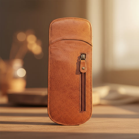 Irish Soft Leather - Sunglass case with zipper (Tan)