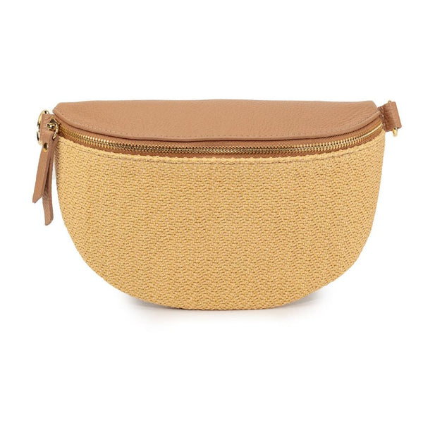 Elie Beaumont Sling Raffia and Italian Leather Bag - Camel-Nook & Cranny Gift Store-2019 National Gift Store Of The Year-Ireland-Gift Shop
