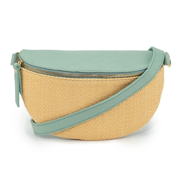 Elie Beaumont Sling Raffia and Italian Leather Bag - Mint-Nook & Cranny Gift Store-2019 National Gift Store Of The Year-Ireland-Gift Shop