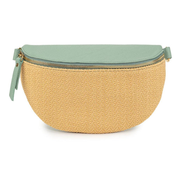 Elie Beaumont Sling Raffia and Italian Leather Bag - Mint-Nook & Cranny Gift Store-2019 National Gift Store Of The Year-Ireland-Gift Shop