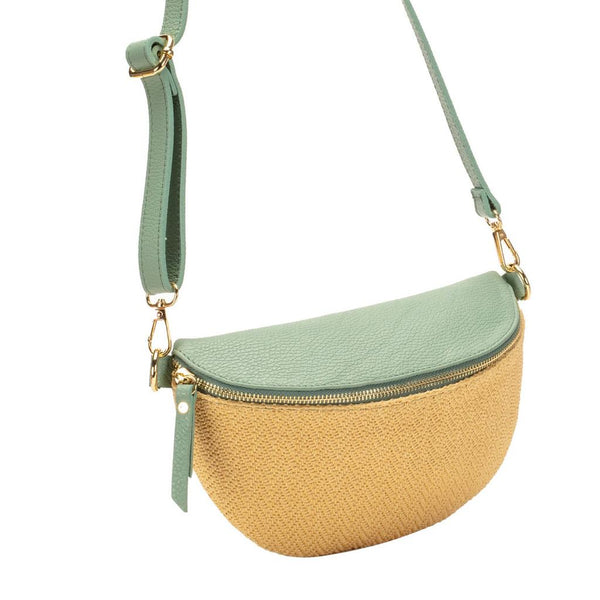 Elie Beaumont Sling Raffia and Italian Leather Bag - Mint-Nook & Cranny Gift Store-2019 National Gift Store Of The Year-Ireland-Gift Shop