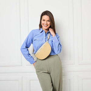 Elie Beaumont Sling Raffia and Italian Leather Bag - Stone-Nook & Cranny Gift Store-2019 National Gift Store Of The Year-Ireland-Gift Shop