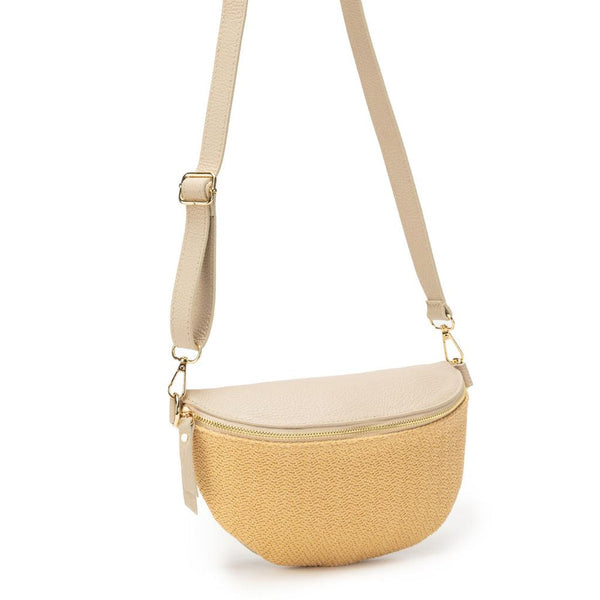 Elie Beaumont Sling Raffia and Italian Leather Bag - Stone-Nook & Cranny Gift Store-2019 National Gift Store Of The Year-Ireland-Gift Shop