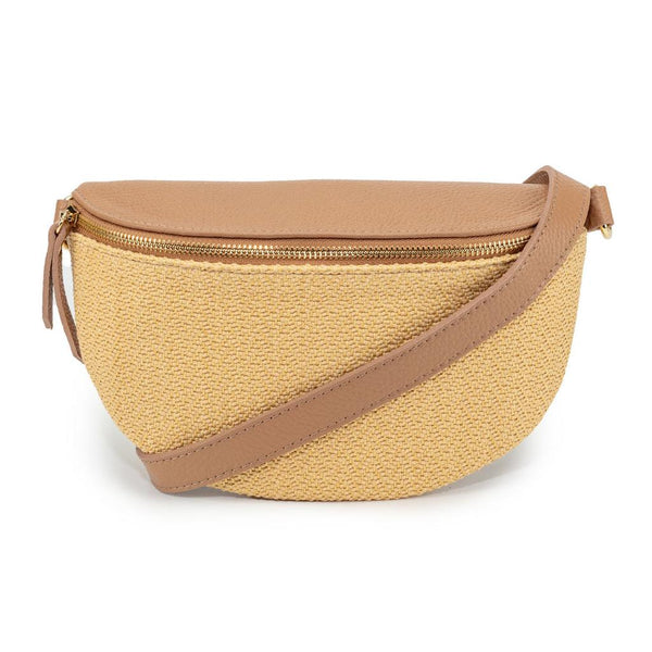 Elie Beaumont Sling Raffia and Italian Leather Bag - Camel-Nook & Cranny Gift Store-2019 National Gift Store Of The Year-Ireland-Gift Shop