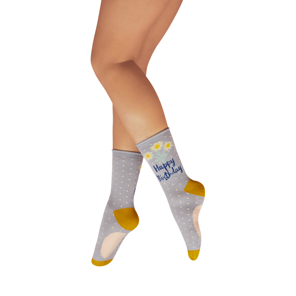 Bamboo Ankle Socks - Happy Birthday Daisy-Nook & Cranny Gift Store-2019 National Gift Store Of The Year-Ireland-Gift Shop