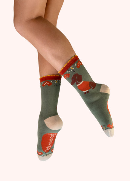 Snuggle Sausage Dog Ankle Socks