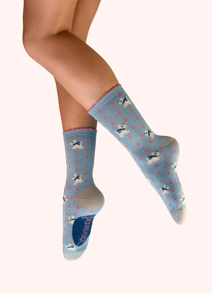 Woolie Westie Ankle Socks (Ice)