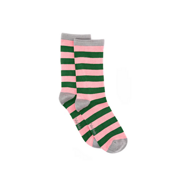 Green & Pink Stripe Bamboo Socks-Nook & Cranny Gift Store-2019 National Gift Store Of The Year-Ireland-Gift Shop