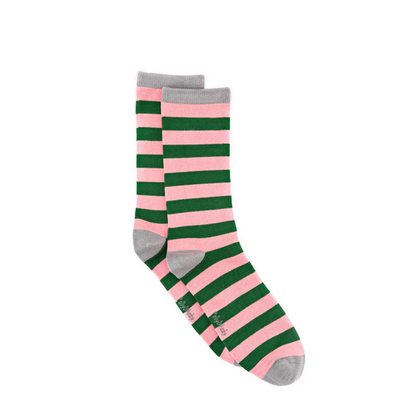 Green & Pink Stripe Bamboo Socks-Nook & Cranny Gift Store-2019 National Gift Store Of The Year-Ireland-Gift Shop