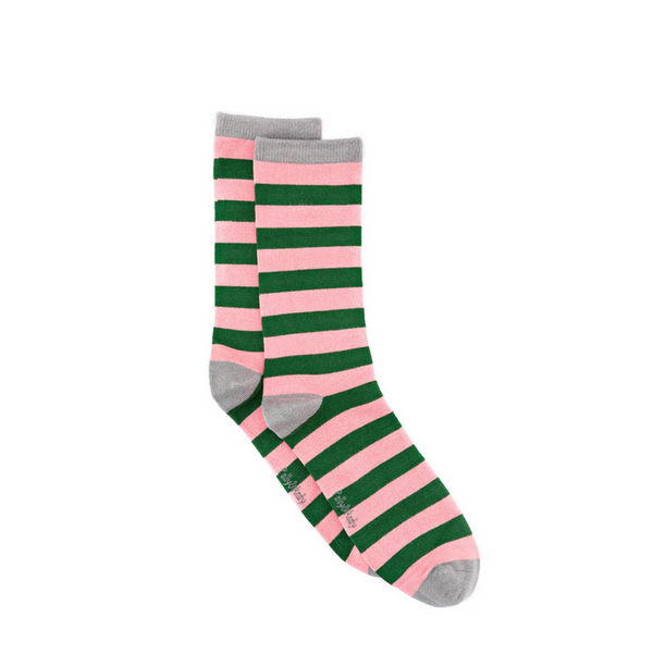 Green & Red Stripe Bamboo Socks-Nook & Cranny Gift Store-2019 National Gift Store Of The Year-Ireland-Gift Shop