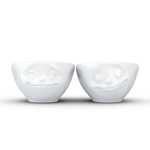 Porcelain Bowl Set of 2 with Happy & Dreamy Face-Nook & Cranny Gift Store-2019 National Gift Store Of The Year-Ireland-Gift Shop