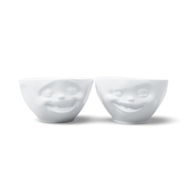 Porcelain Bowl Set of 2 with Laughing & Winking Face-Nook & Cranny Gift Store-2019 National Gift Store Of The Year-Ireland-Gift Shop