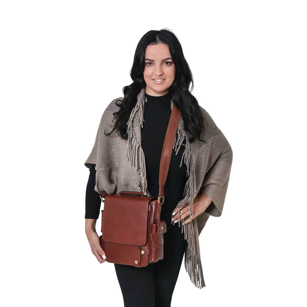 Utility Bag - Luxury Irish Soft Leather Cognac-Nook & Cranny Gift Store-2019 National Gift Store Of The Year-Ireland-Gift Shop