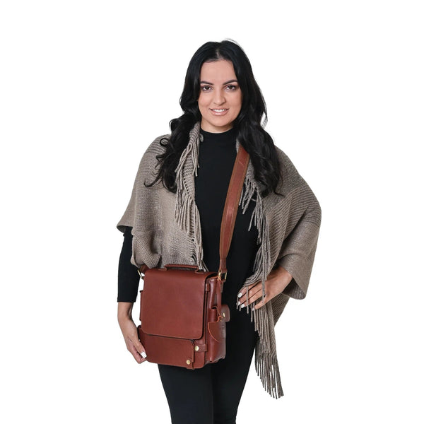 Utility Bag - Luxury Irish Soft Leather Cognac-Nook & Cranny Gift Store-2019 National Gift Store Of The Year-Ireland-Gift Shop