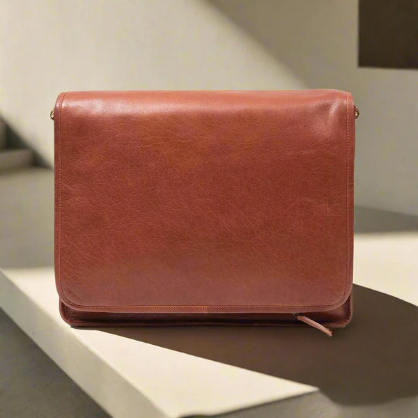 Large Satchel Bag with Handle (Tan) - Luxury Irish Soft Leather-Nook & Cranny Gift Store-2019 National Gift Store Of The Year-Ireland-Gift Shop