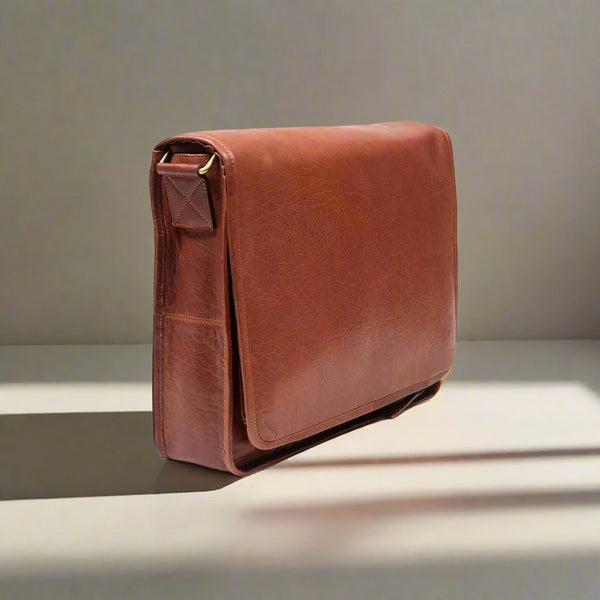 Large Satchel Bag with Handle (Tan) - Luxury Irish Soft Leather-Nook & Cranny Gift Store-2019 National Gift Store Of The Year-Ireland-Gift Shop